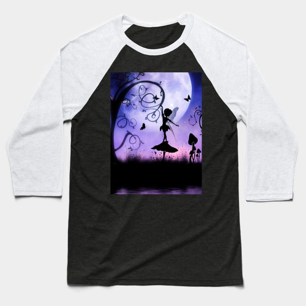 Cute fairy dancing in the night Baseball T-Shirt by Nicky2342